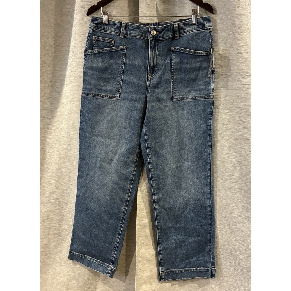 Talbots Jeans Blue Straight Ankle Mid Rise Medium Wash Denim Women's Size 10 NWT - Picture 2 of 7